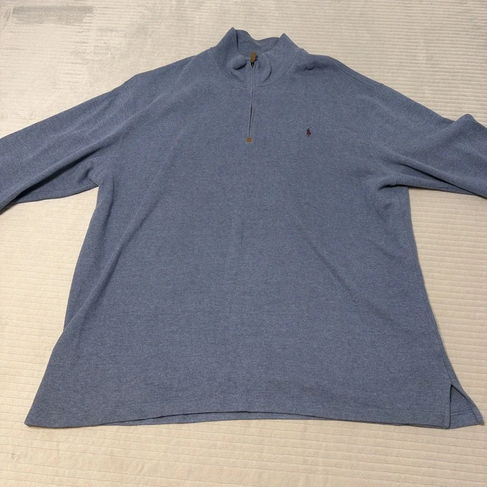 Polo Ralph Lauren 1/4 Zip Pullover 100% Cotton Big And Tall Size 3XB Blue